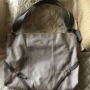 Large Emma Fox Kiss Lock Taupe Handbag